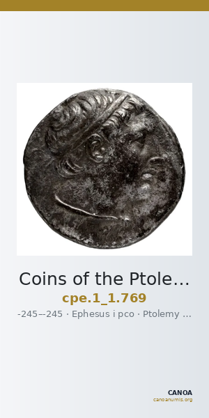 Coins of the Ptolemaic Empire Vol. I, Part 1, no. 769 — CANOA