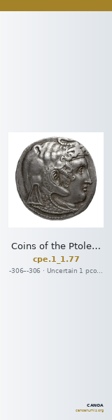 Coins of the Ptolemaic Empire Vol. I, Part 1, no. 77 — CANOA