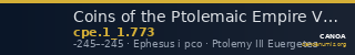Coins of the Ptolemaic Empire Vol. I, Part 1, no. 773 — CANOA