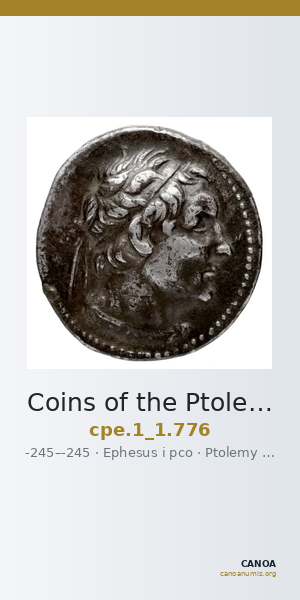 Coins of the Ptolemaic Empire Vol. I, Part 1, no. 776 — CANOA