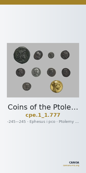 Coins of the Ptolemaic Empire Vol. I, Part 1, no. 777 — CANOA
