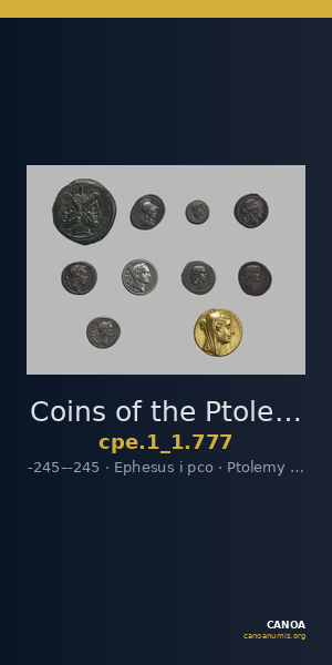 Coins of the Ptolemaic Empire Vol. I, Part 1, no. 777 — CANOA
