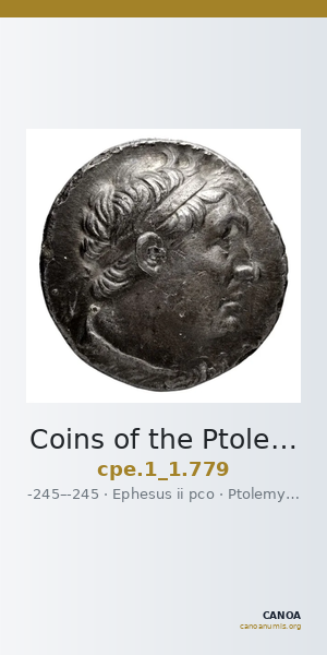 Coins of the Ptolemaic Empire Vol. I, Part 1, no. 779 — CANOA