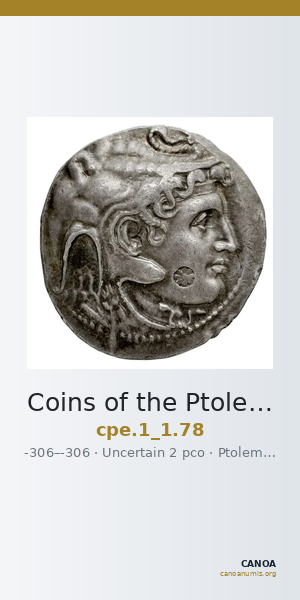Coins of the Ptolemaic Empire Vol. I, Part 1, no. 78 — CANOA