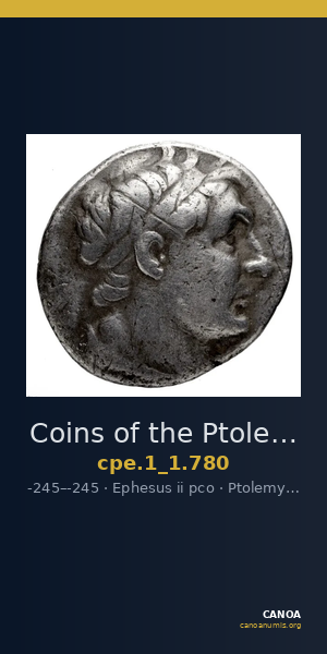Coins of the Ptolemaic Empire Vol. I, Part 1, no. 780 — CANOA