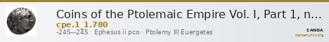 Coins of the Ptolemaic Empire Vol. I, Part 1, no. 780 — CANOA