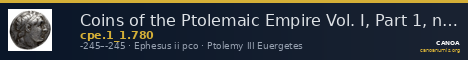 Coins of the Ptolemaic Empire Vol. I, Part 1, no. 780 — CANOA