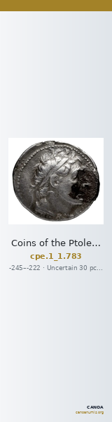 Coins of the Ptolemaic Empire Vol. I, Part 1, no. 783 — CANOA