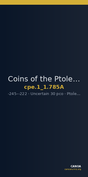 Coins of the Ptolemaic Empire Vol. I, Part 1, no. 785A — CANOA