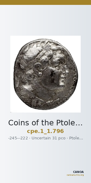 Coins of the Ptolemaic Empire Vol. I, Part 1, no. 796 — CANOA