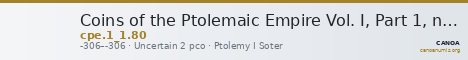 Coins of the Ptolemaic Empire Vol. I, Part 1, no. 80 — CANOA