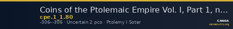 Coins of the Ptolemaic Empire Vol. I, Part 1, no. 80 — CANOA