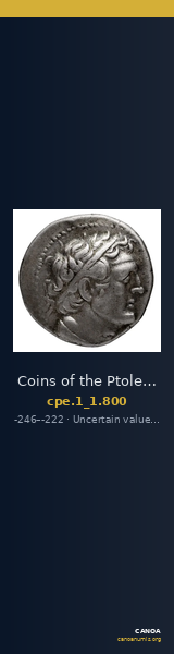 Coins of the Ptolemaic Empire Vol. I, Part 1, no. 800 — CANOA