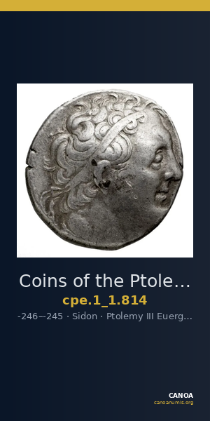 Coins of the Ptolemaic Empire Vol. I, Part 1, no. 814 — CANOA