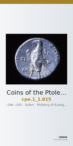 Coins of the Ptolemaic Empire Vol. I, Part 1, no. 815 — CANOA