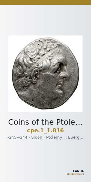 Coins of the Ptolemaic Empire Vol. I, Part 1, no. 816 — CANOA