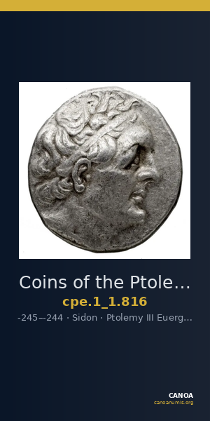 Coins of the Ptolemaic Empire Vol. I, Part 1, no. 816 — CANOA