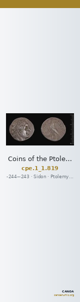 Coins of the Ptolemaic Empire Vol. I, Part 1, no. 819 — CANOA