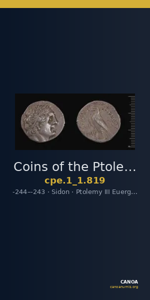 Coins of the Ptolemaic Empire Vol. I, Part 1, no. 819 — CANOA