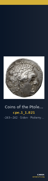 Coins of the Ptolemaic Empire Vol. I, Part 1, no. 821 — CANOA