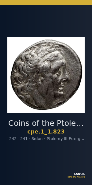 Coins of the Ptolemaic Empire Vol. I, Part 1, no. 823 — CANOA