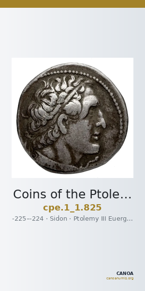 Coins of the Ptolemaic Empire Vol. I, Part 1, no. 825 — CANOA