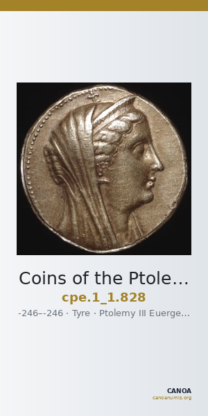 Coins of the Ptolemaic Empire Vol. I, Part 1, no. 828 — CANOA