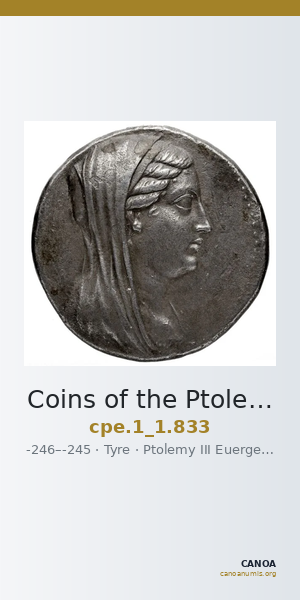 Coins of the Ptolemaic Empire Vol. I, Part 1, no. 833 — CANOA