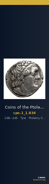 Coins of the Ptolemaic Empire Vol. I, Part 1, no. 834 — CANOA