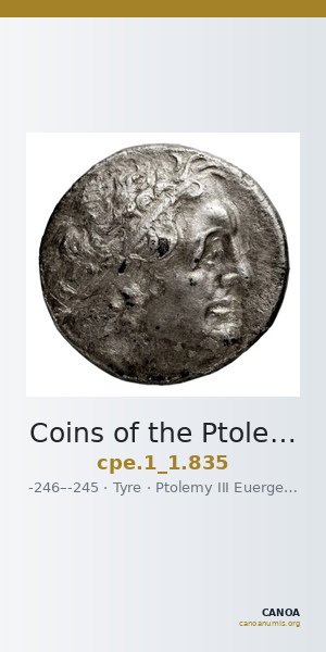 Coins of the Ptolemaic Empire Vol. I, Part 1, no. 835 — CANOA