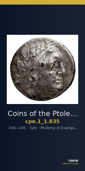 Coins of the Ptolemaic Empire Vol. I, Part 1, no. 835 — CANOA