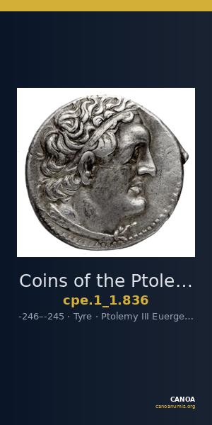 Coins of the Ptolemaic Empire Vol. I, Part 1, no. 836 — CANOA