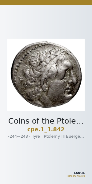 Coins of the Ptolemaic Empire Vol. I, Part 1, no. 842 — CANOA