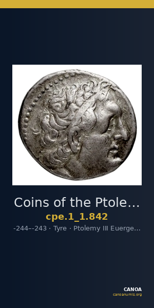 Coins of the Ptolemaic Empire Vol. I, Part 1, no. 842 — CANOA