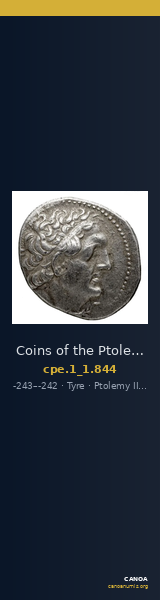 Coins of the Ptolemaic Empire Vol. I, Part 1, no. 844 — CANOA