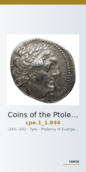 Coins of the Ptolemaic Empire Vol. I, Part 1, no. 844 — CANOA