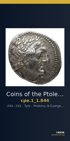 Coins of the Ptolemaic Empire Vol. I, Part 1, no. 844 — CANOA