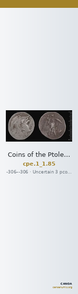Coins of the Ptolemaic Empire Vol. I, Part 1, no. 85 — CANOA