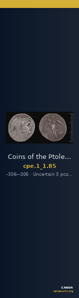 Coins of the Ptolemaic Empire Vol. I, Part 1, no. 85 — CANOA