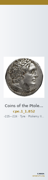 Coins of the Ptolemaic Empire Vol. I, Part 1, no. 852 — CANOA