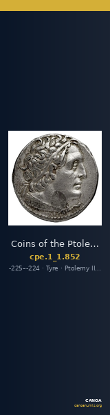 Coins of the Ptolemaic Empire Vol. I, Part 1, no. 852 — CANOA