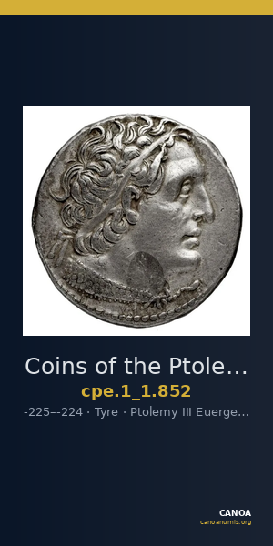 Coins of the Ptolemaic Empire Vol. I, Part 1, no. 852 — CANOA