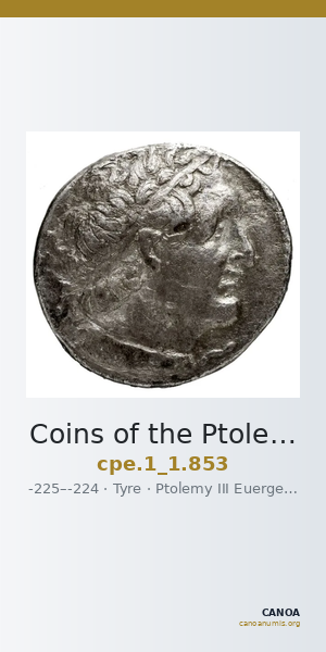 Coins of the Ptolemaic Empire Vol. I, Part 1, no. 853 — CANOA