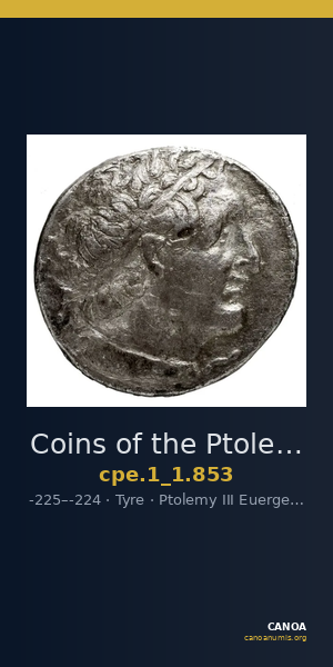 Coins of the Ptolemaic Empire Vol. I, Part 1, no. 853 — CANOA