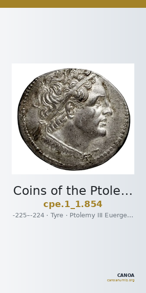 Coins of the Ptolemaic Empire Vol. I, Part 1, no. 854 — CANOA