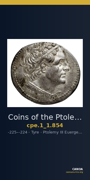 Coins of the Ptolemaic Empire Vol. I, Part 1, no. 854 — CANOA