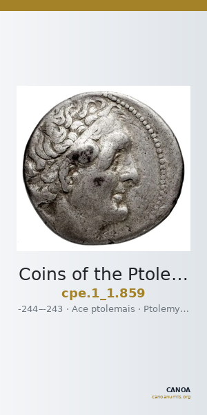 Coins of the Ptolemaic Empire Vol. I, Part 1, no. 859 — CANOA