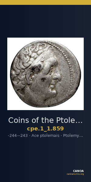 Coins of the Ptolemaic Empire Vol. I, Part 1, no. 859 — CANOA