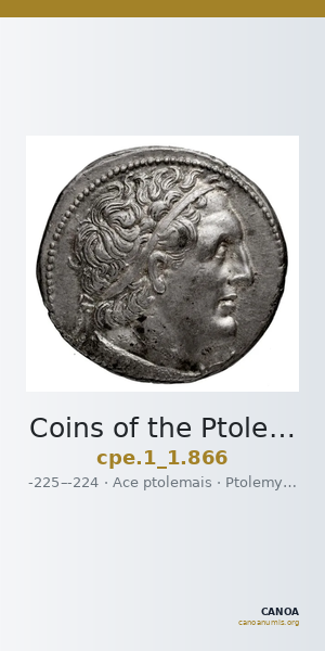Coins of the Ptolemaic Empire Vol. I, Part 1, no. 866 — CANOA