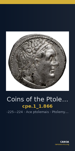 Coins of the Ptolemaic Empire Vol. I, Part 1, no. 866 — CANOA